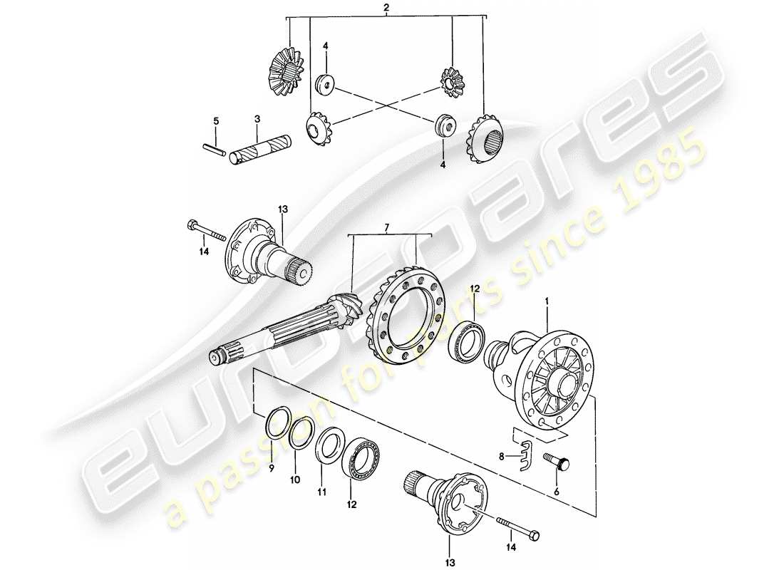 porsche 1976 (924) differential - 5-speed parts diagram