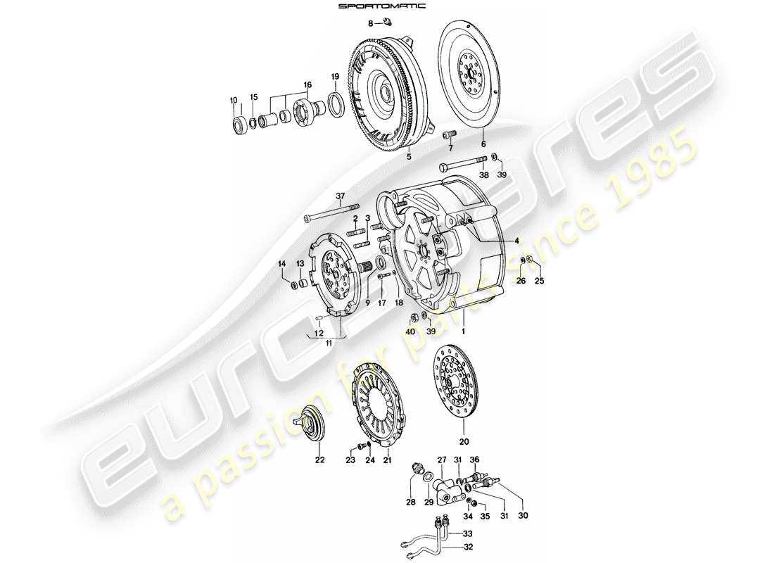 porsche 1975 (914) torque converter - converter housing part diagram