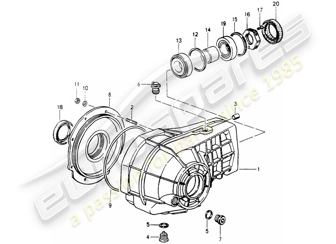 porsche 1994 (964) front axle differential parts diagram