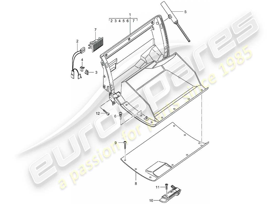 porsche 2005 (996) glove box - d - mj 2002>> parts diagram