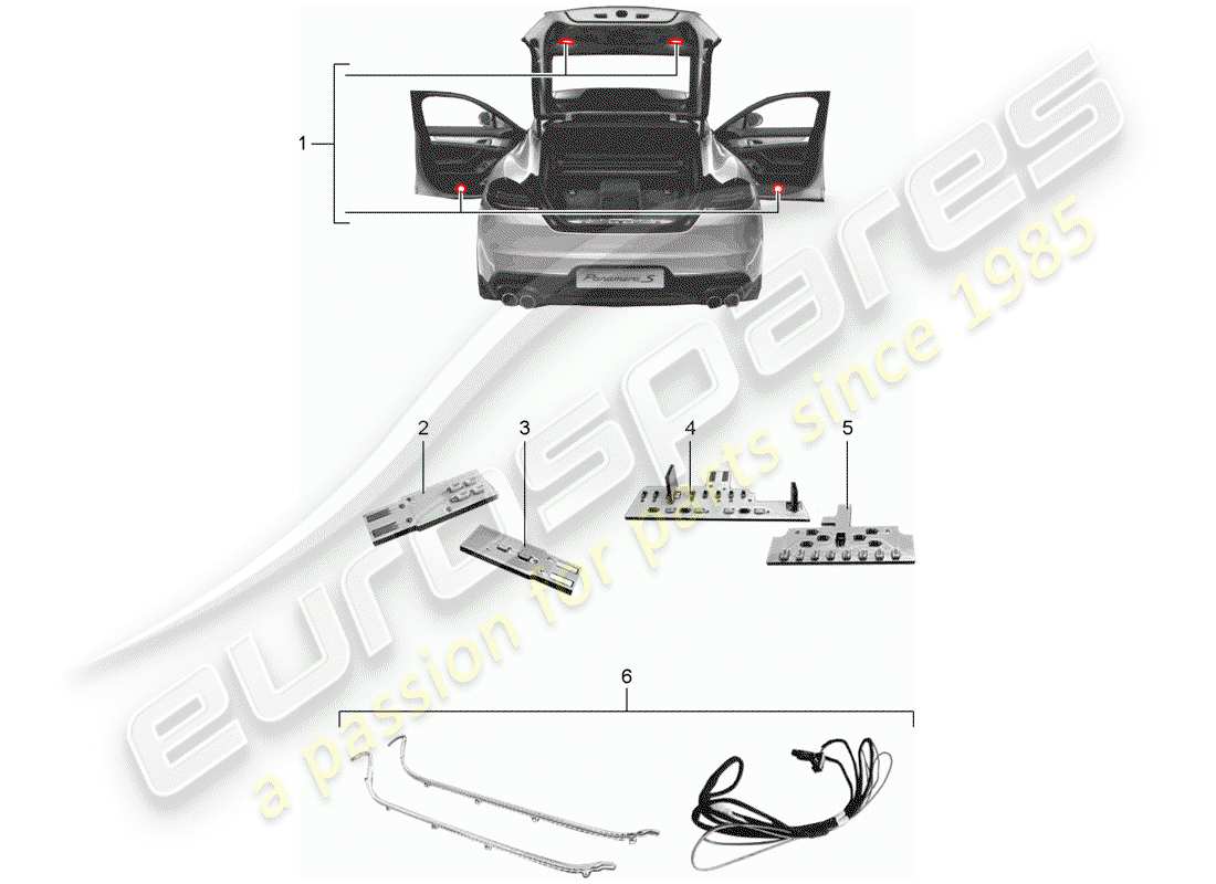porsche 2015 (tequipment panamera) led module parts diagram