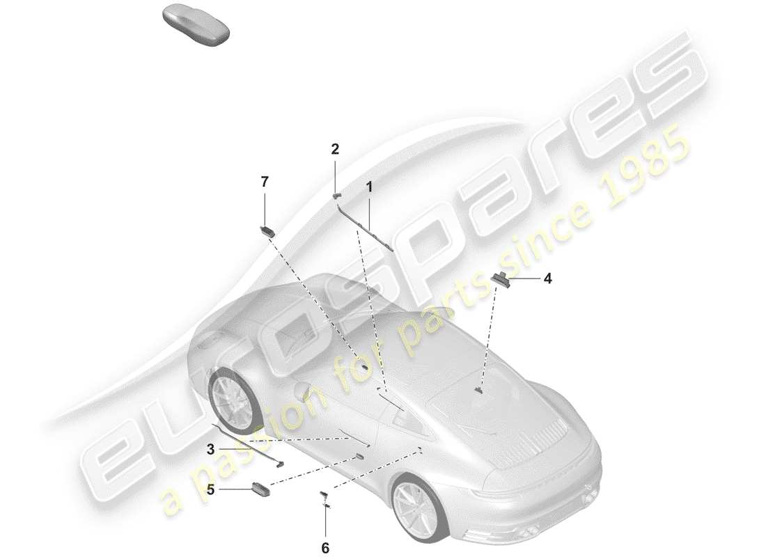 porsche 2019 (992-1) interior light parts diagram