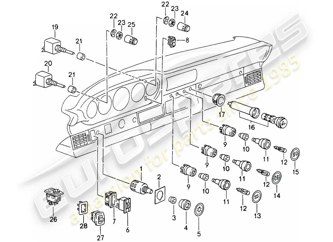 porsche 1996 (993) switch part diagram