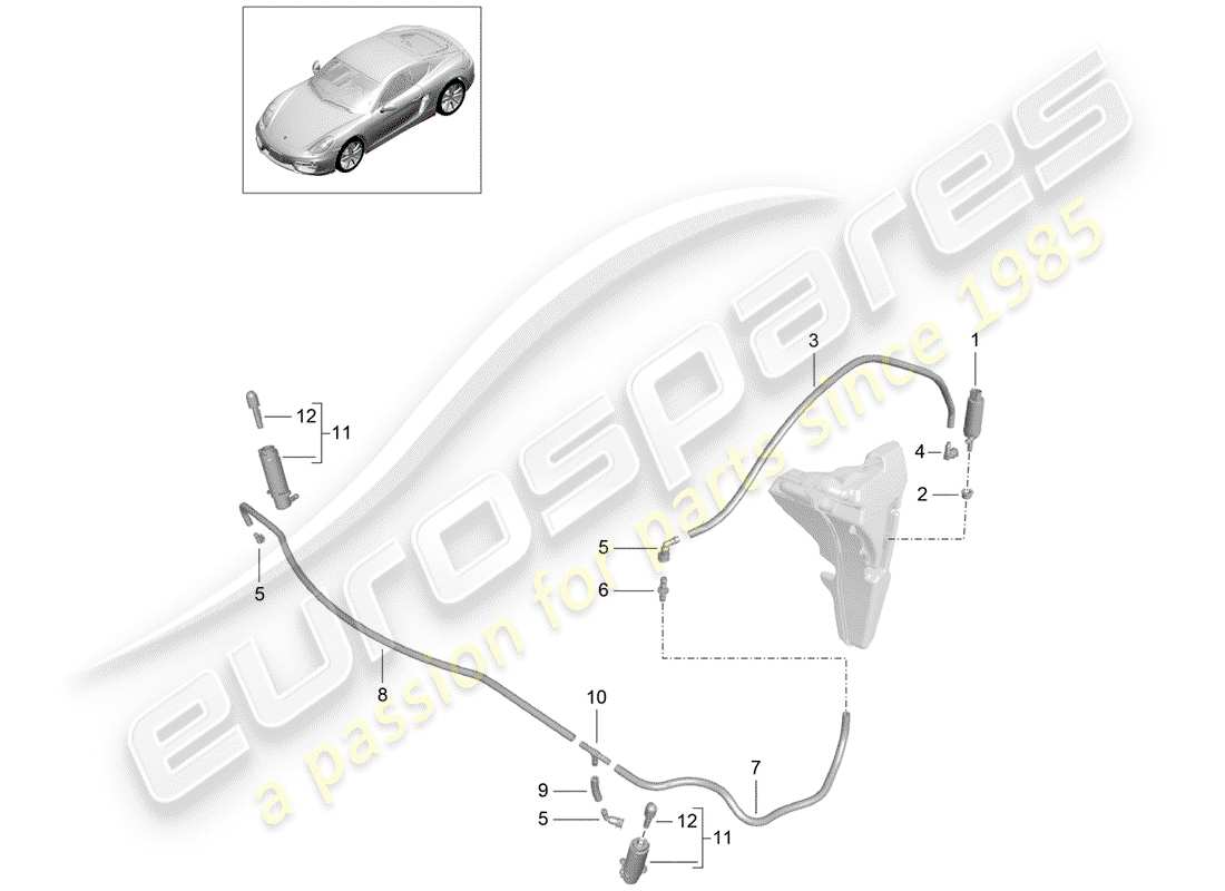 porsche 2016 (981 cayman) headlight washer system part diagram