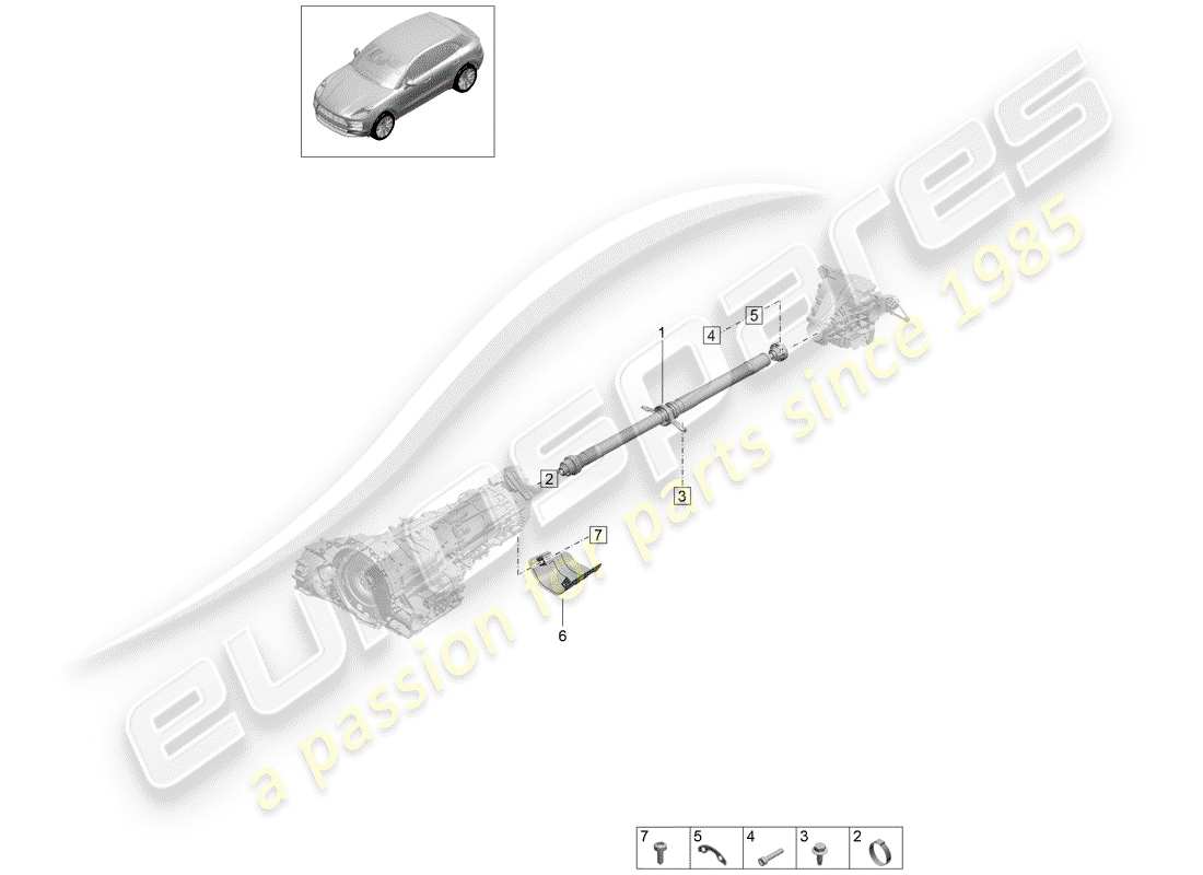 porsche 2020 (macan) propeller shaft part diagram