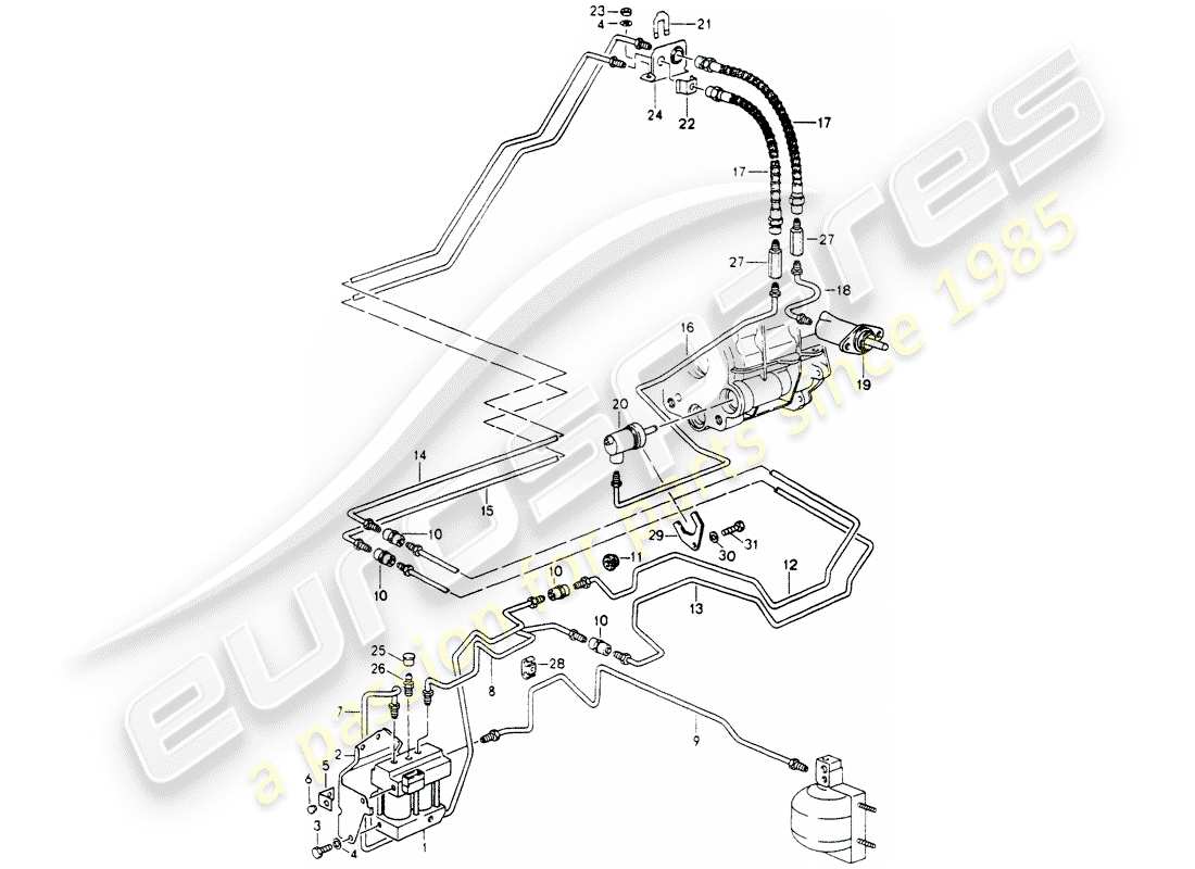 porsche 1994 (964) lock control part diagram