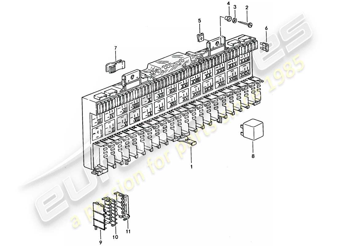 porsche 1993 (928) fuse box/relay plate - relay - fuse part diagram