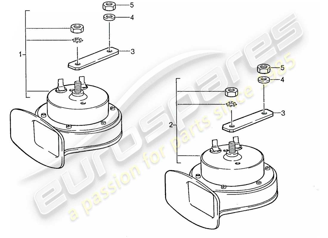 porsche 1989 (928) fanfare horn part diagram