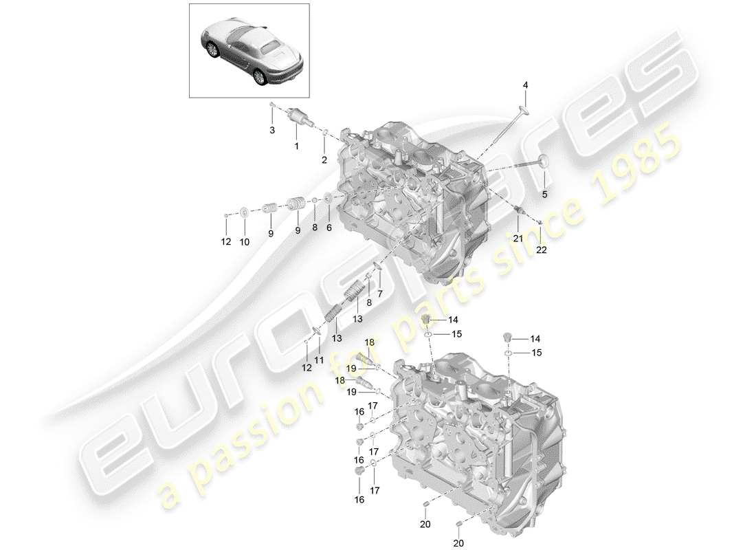 porsche 718 boxster (2019) cylinder head parts diagram