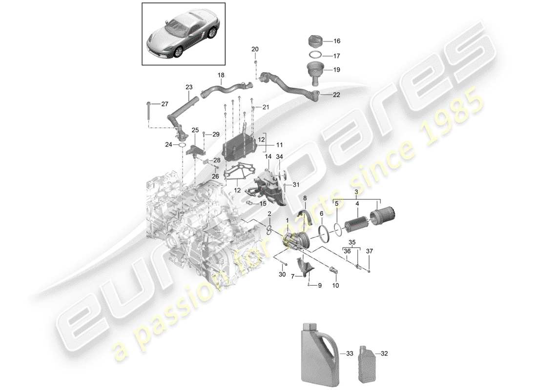 porsche 2018 (718 boxster) engine (oil press./lubrica.) part diagram