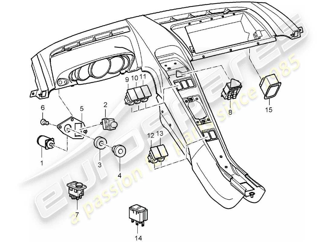 porsche 2005 (carrera gt) switch parts diagram