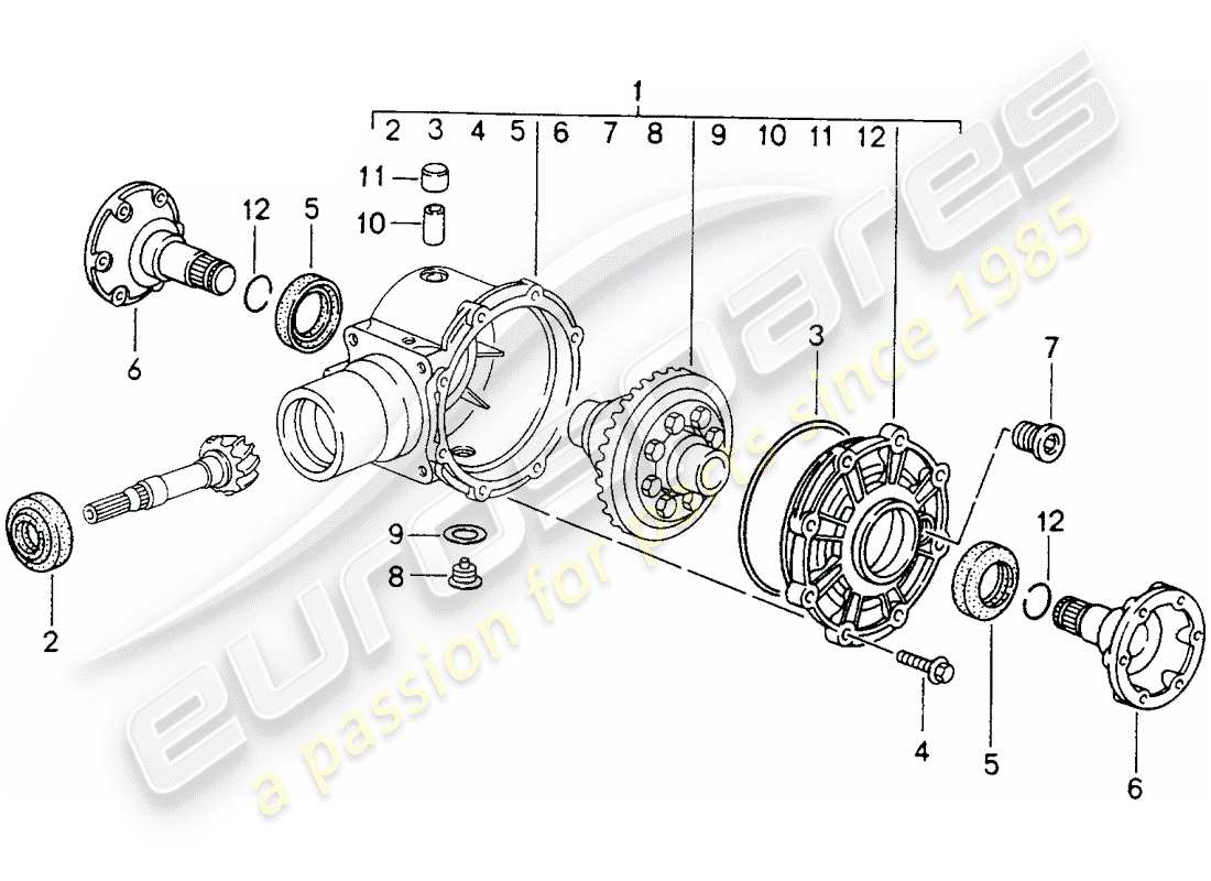 porsche 1994 (993) front axle differential - - - d - mj 1995>> part diagram