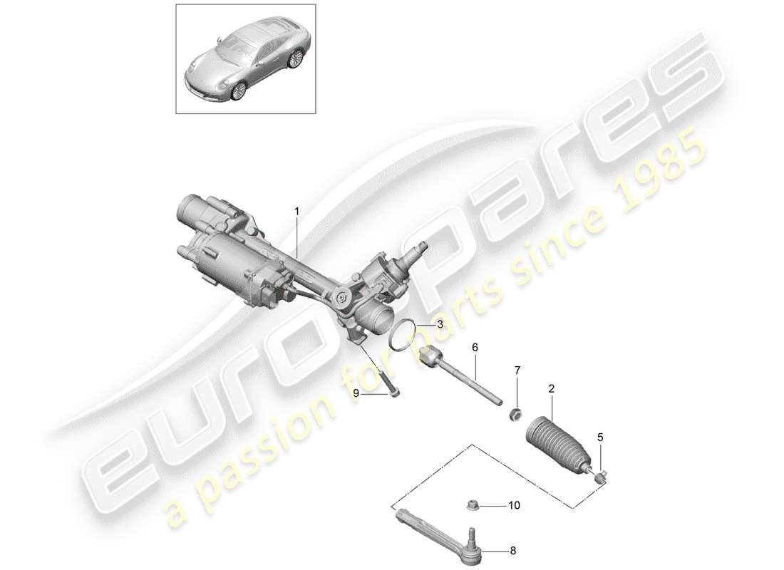 porsche 991 gen. 2 (2017) steering gear parts diagram