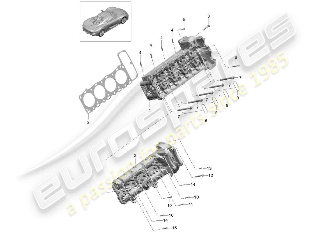 porsche 2015 (918 spyder) cylinder head part diagram