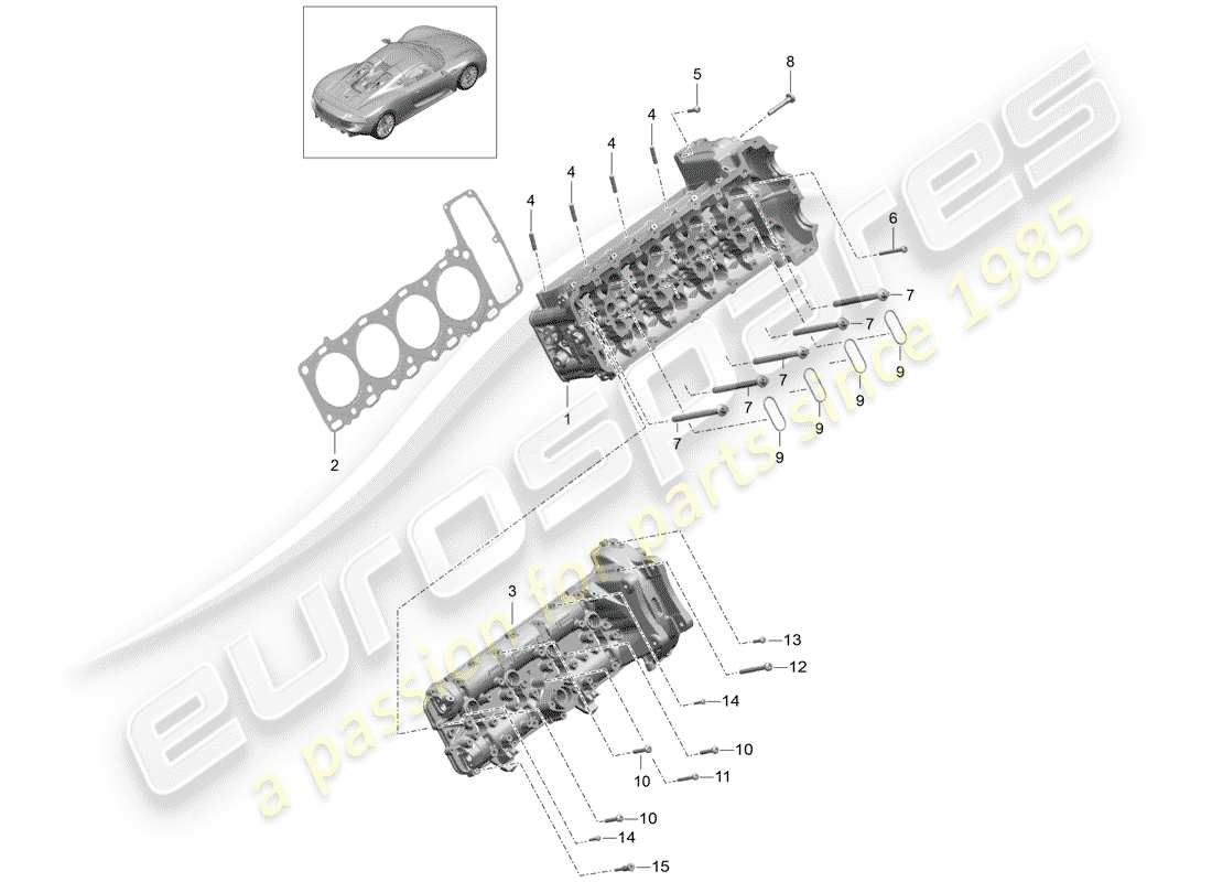 porsche 918 spyder (2015) cylinder head part diagram
