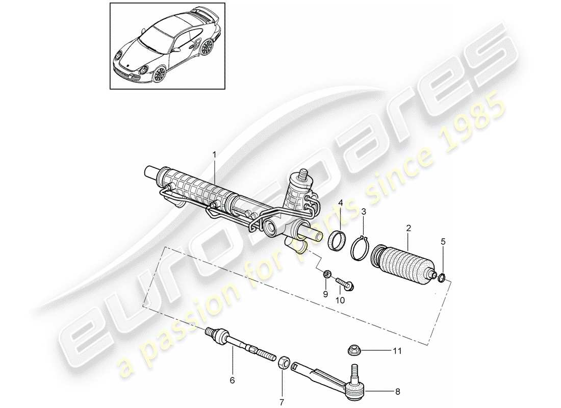 porsche 911 t/gt2rs (2011) power steering part diagram
