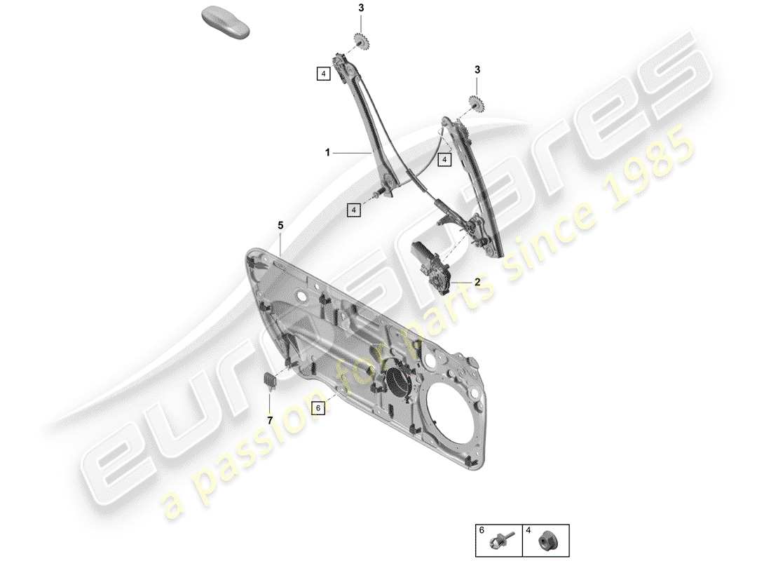 porsche 2020 (718 boxster spyder) window regulator part diagram