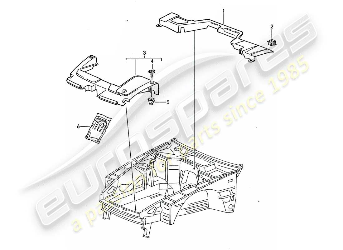 porsche 1993 (968) lining - engine compartment - d >> - mj 1993 part diagram