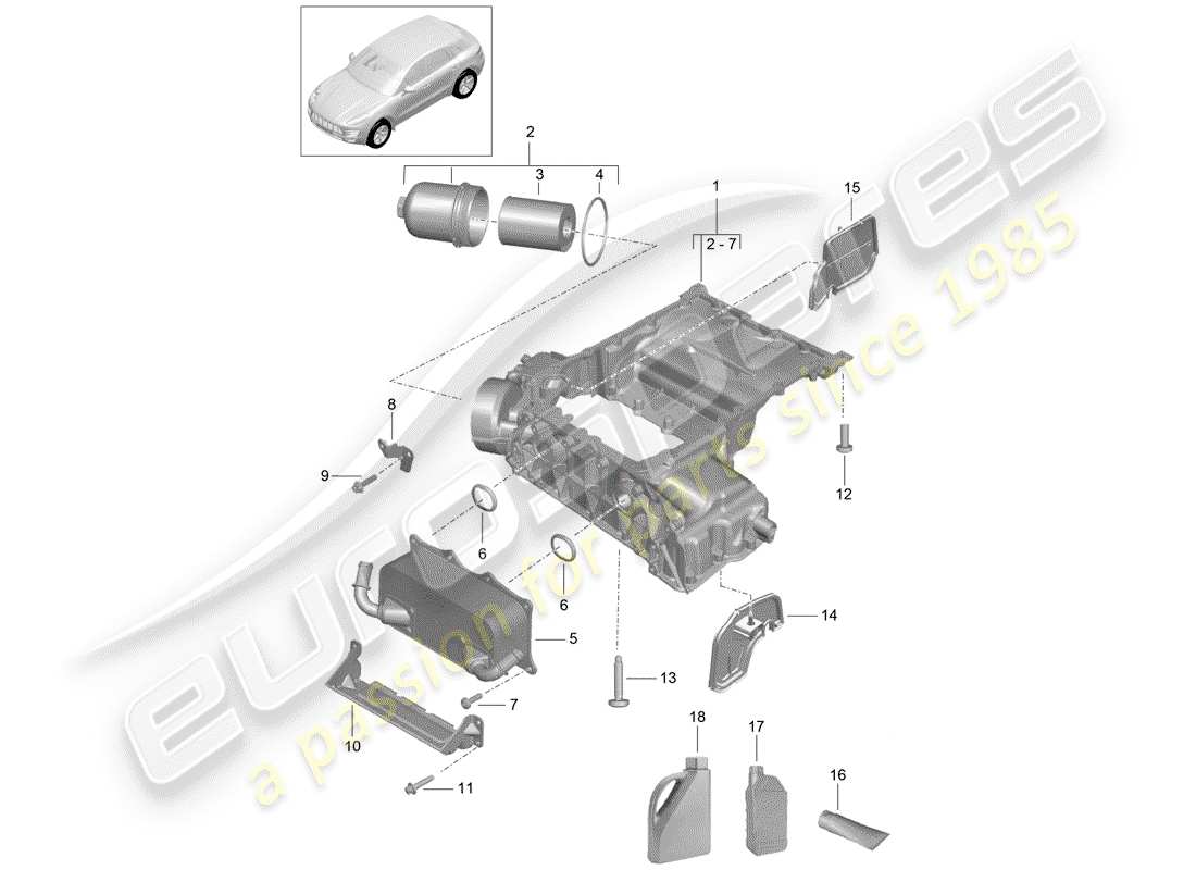 porsche 2018 (macan) oil-conducting housing parts diagram
