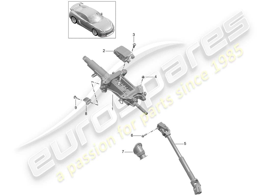 porsche 2016 (981 cayman gt4) steering column part diagram