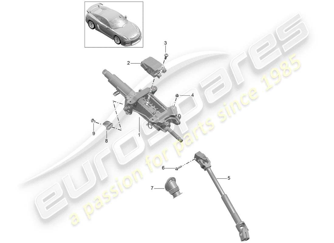 porsche cayman gt4 (2016) steering column parts diagram