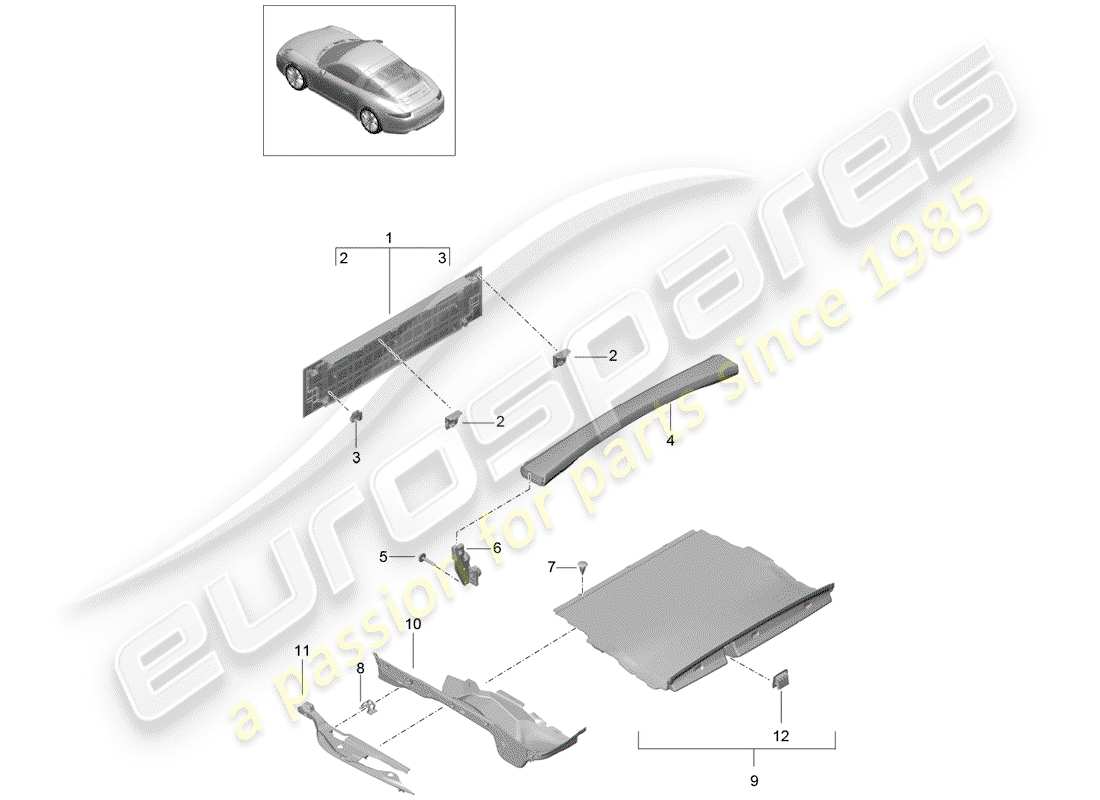 porsche 2020 (991-2) lining part diagram