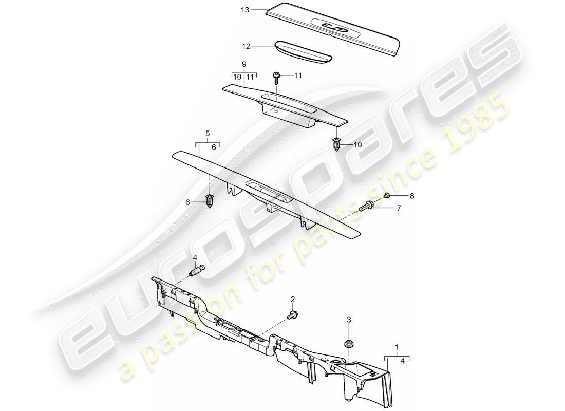 porsche 2010 (997-2 gt3) lining part diagram
