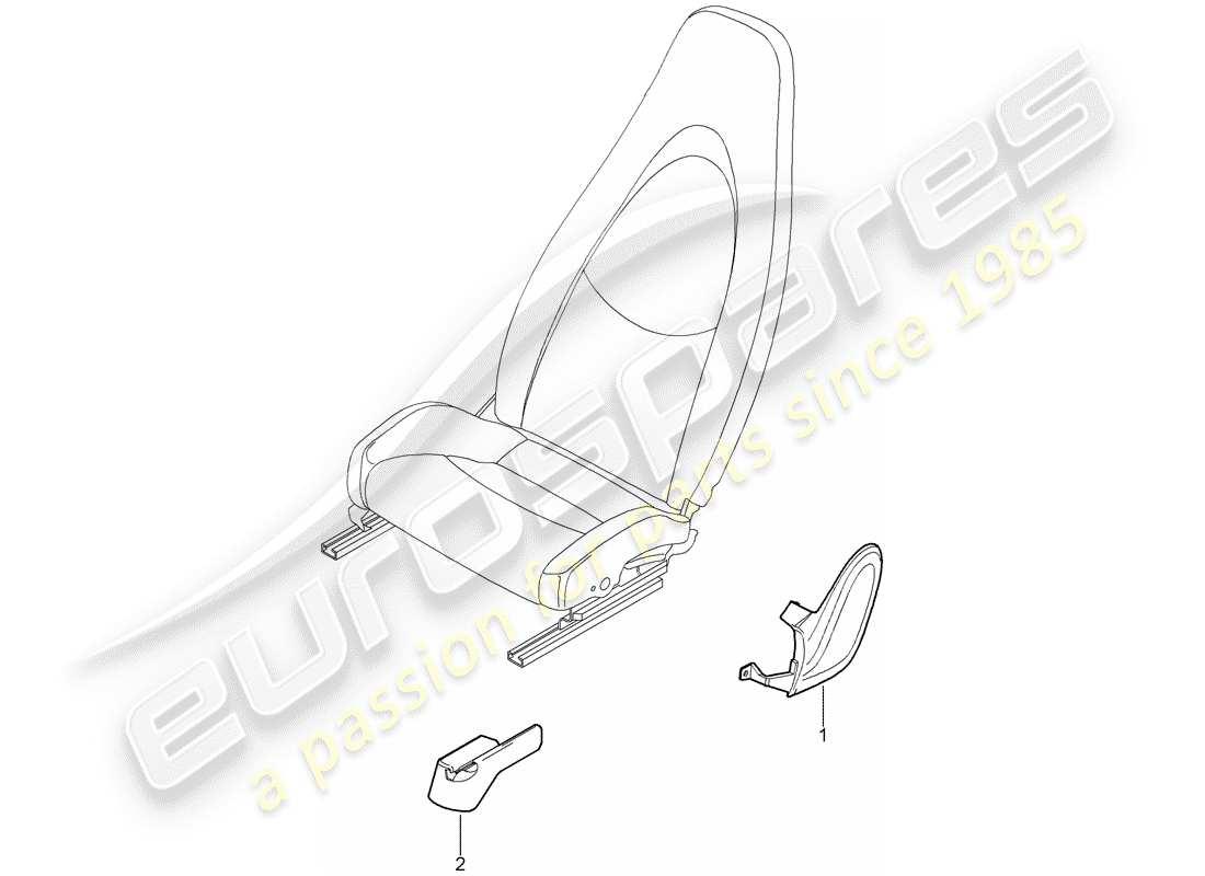 porsche 2007 (997-1 turbo / gt2) front seat parts diagram
