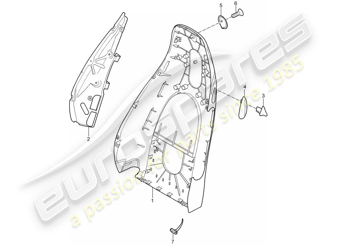 porsche 2005 (997-1) backrest shell parts diagram
