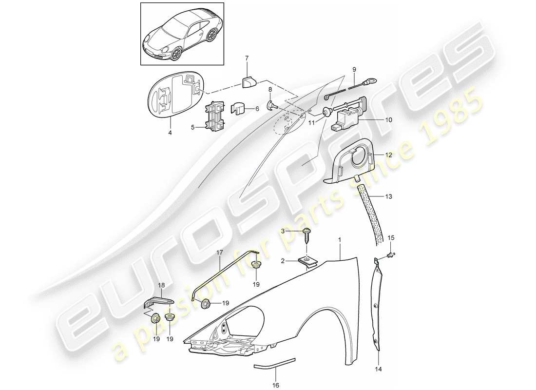 porsche 2012 (997-2) fender part diagram