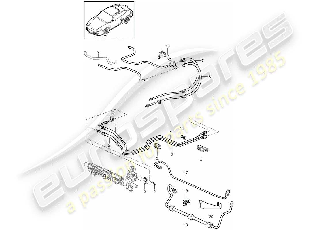 porsche 2009 (987 cayman) power steering part diagram