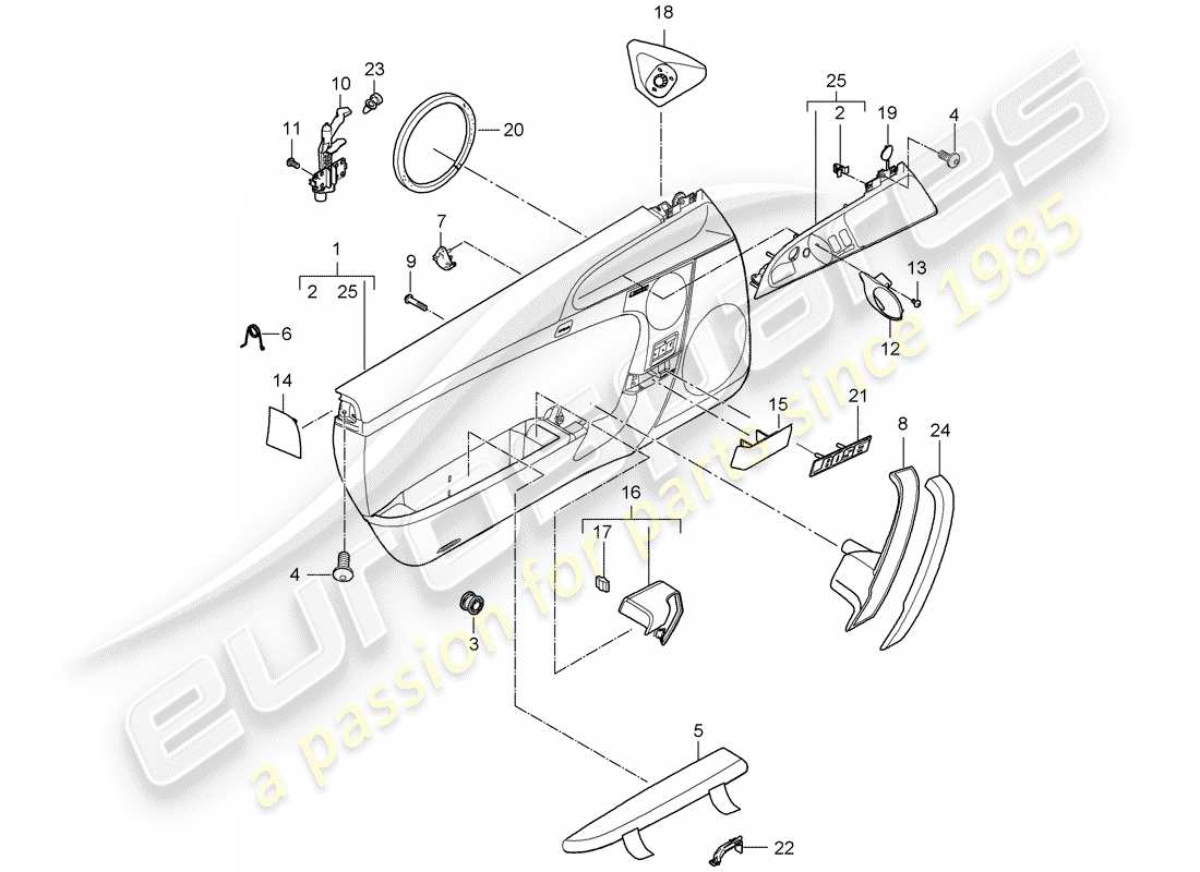 porsche 2009 (997-2) door panel part diagram