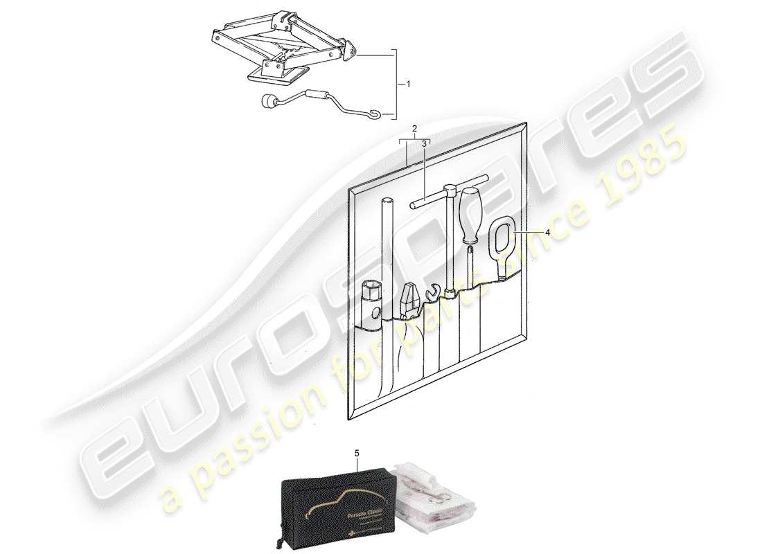 porsche 1986 (924s) accessories - tool - first aid kit part diagram