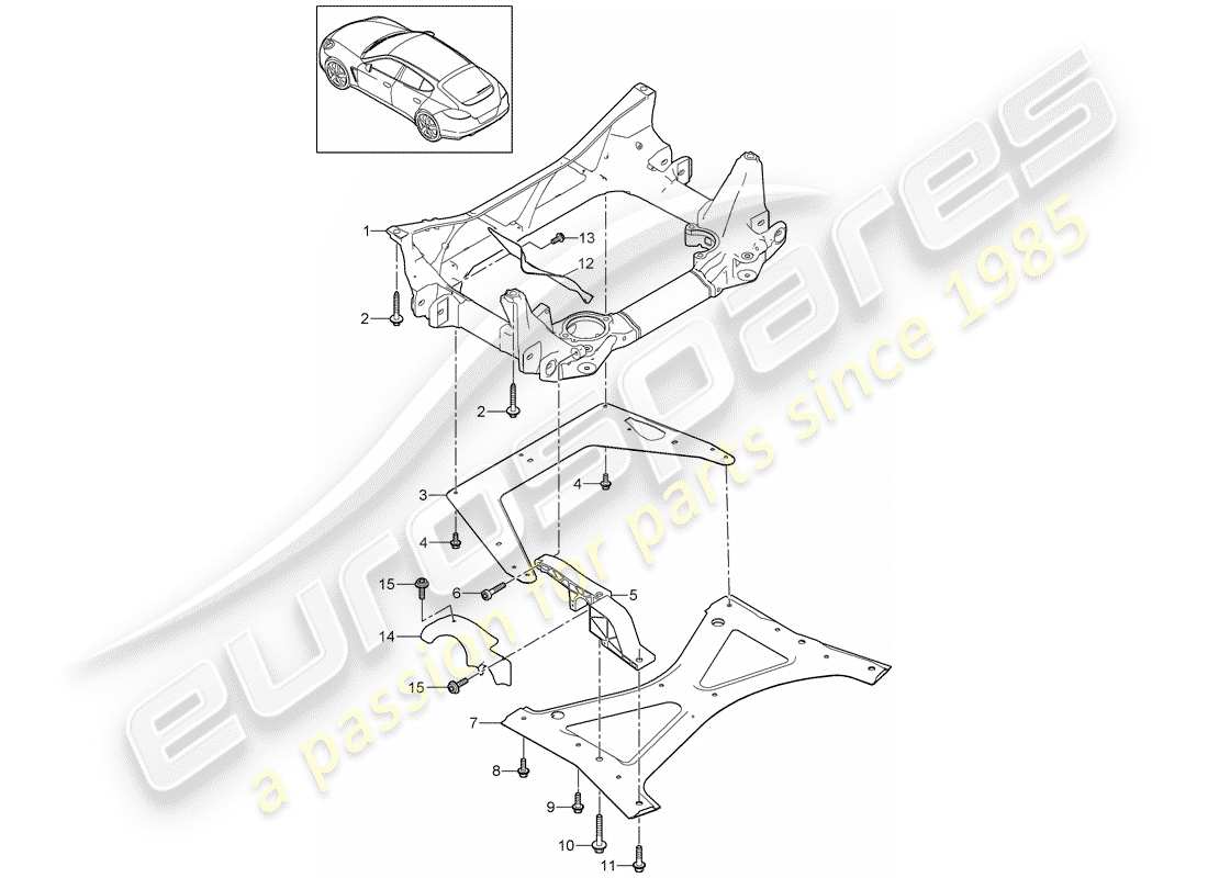 porsche panamera 970 (2014) sub frame parts diagram