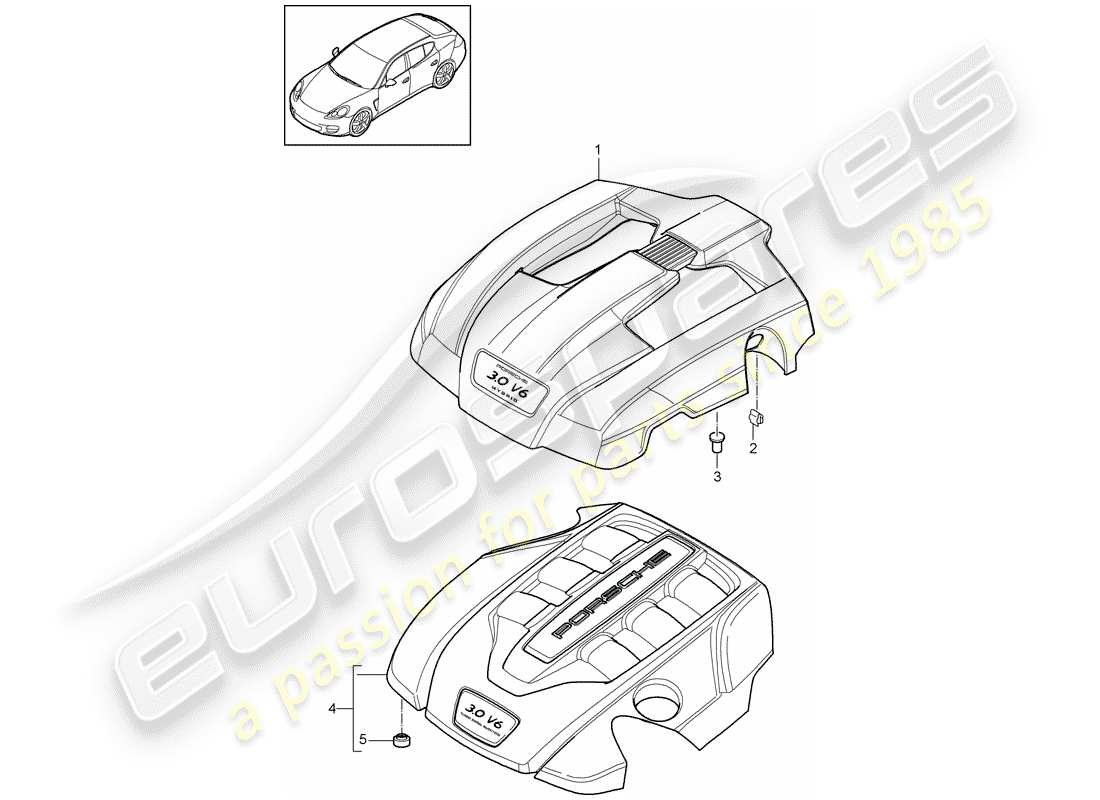 porsche 2011 (panamera 970) engine cover part diagram