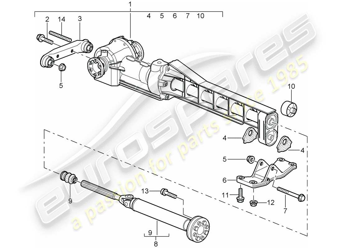 porsche 2009 997-2 turbo / gt2 front axle differential part diagram