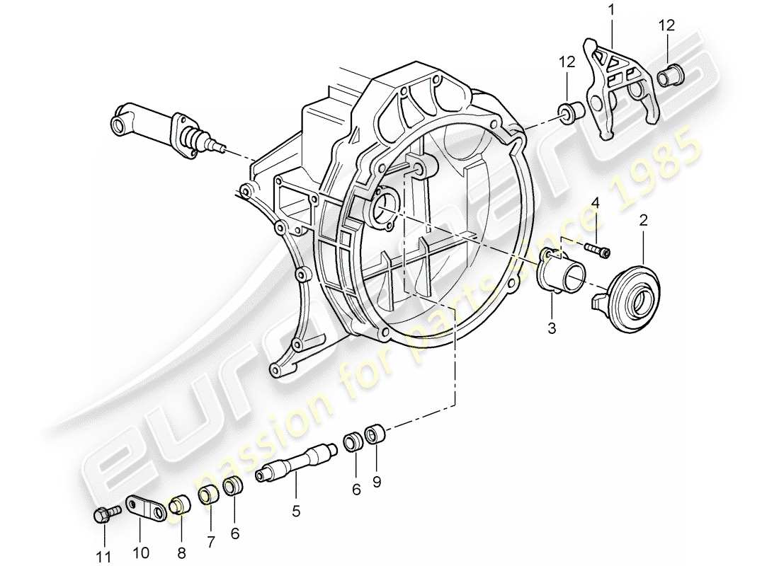 porsche 2009 997-2 turbo / gt2 clutch release part diagram