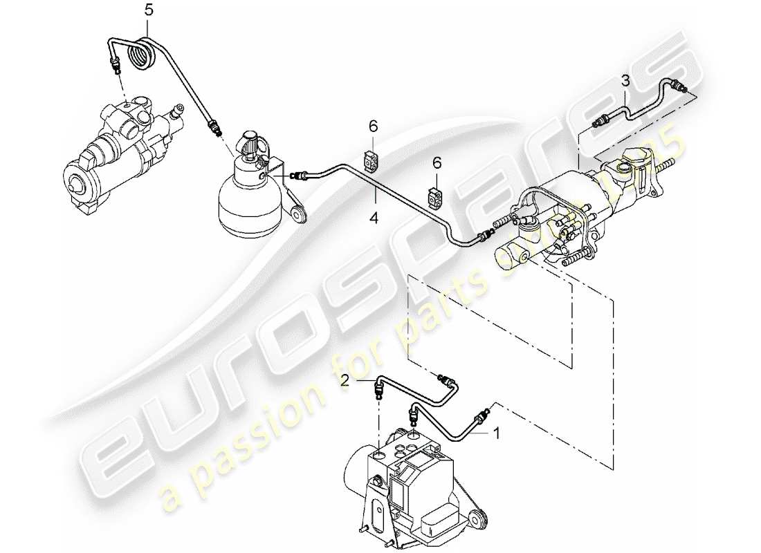 porsche 2004 (carrera gt) brake lines - front end part diagram