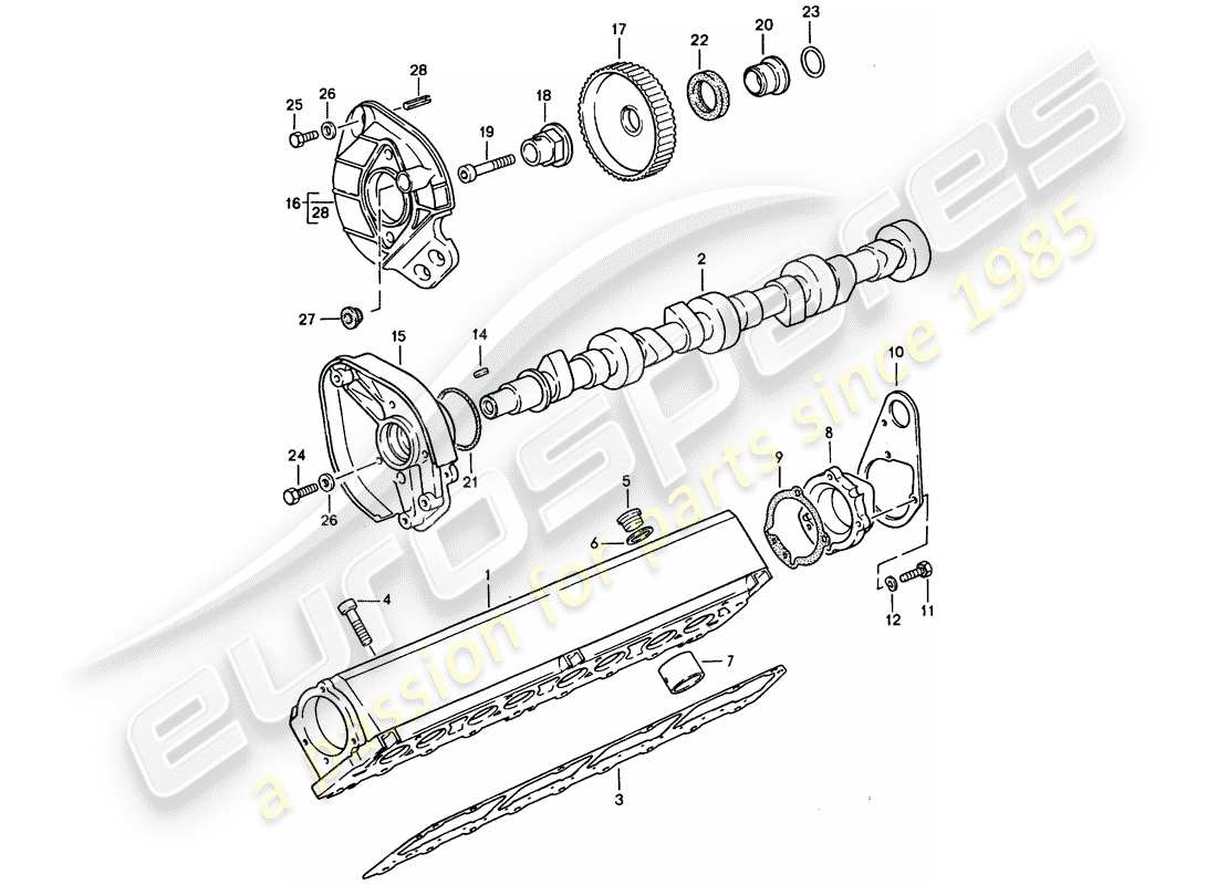 porsche 1989 (944) camshaft housing - camshaft parts diagram