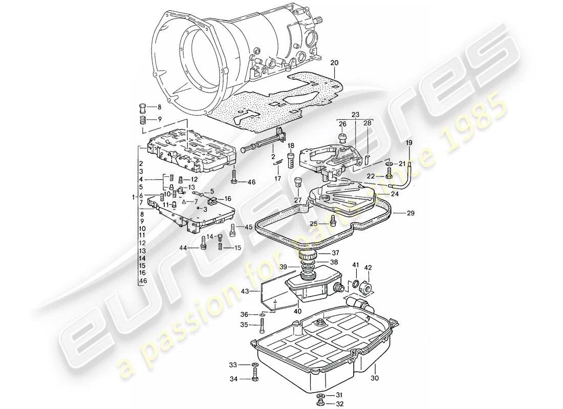 porsche 1989 (928) automatic transmission - shift-valve body part diagram