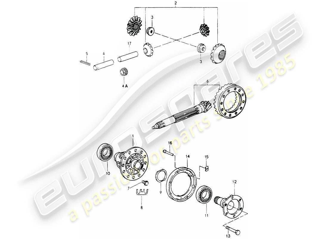 porsche 1990 (964) differential parts diagram