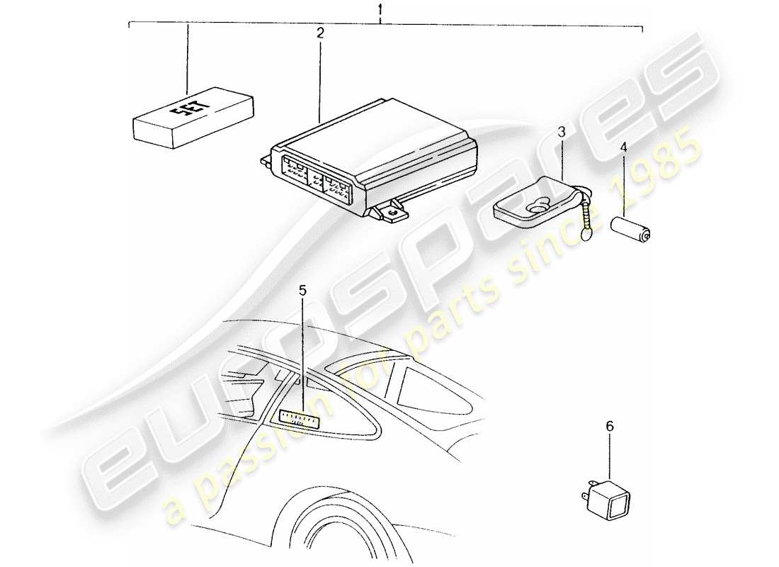 porsche 2000 (tequipment) alarm system parts diagram