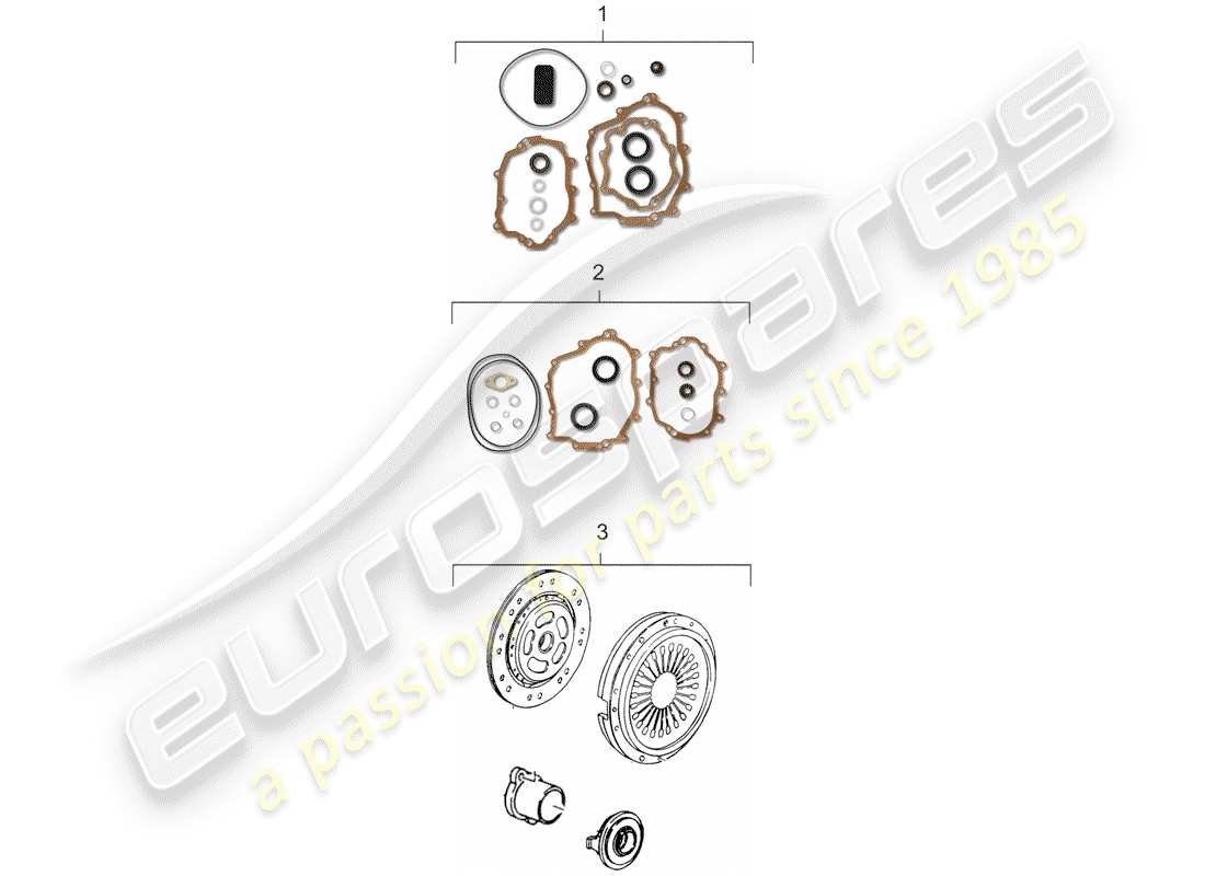 porsche 1990 (964) gasket set parts diagram