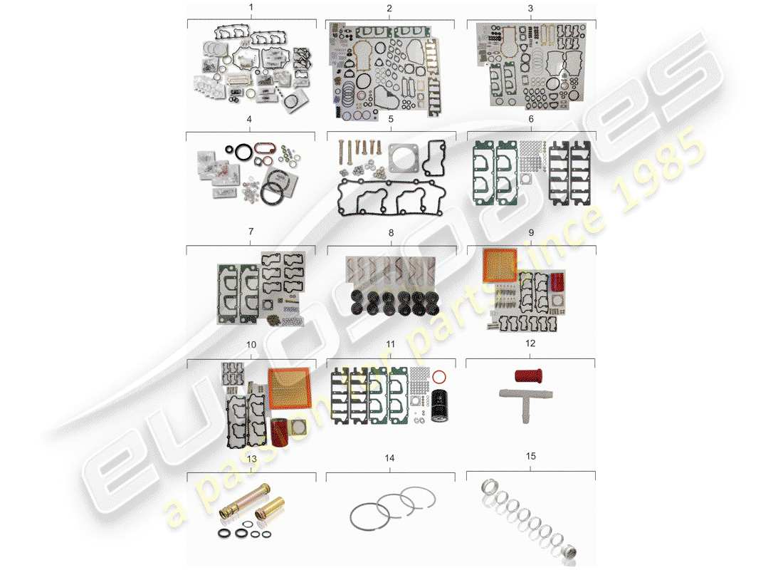 porsche 964 (1992) gasket set - repair kits - maintenance set part diagram