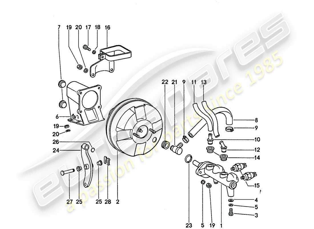 porsche 1976 (911) brake master cylinder - for vehicles with - brake booster - d - mj 1977>> part diagram