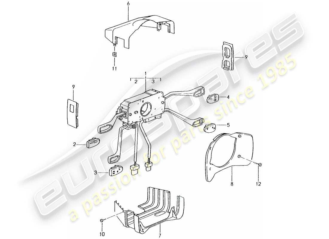 porsche 1999 (996) steering column switch part diagram