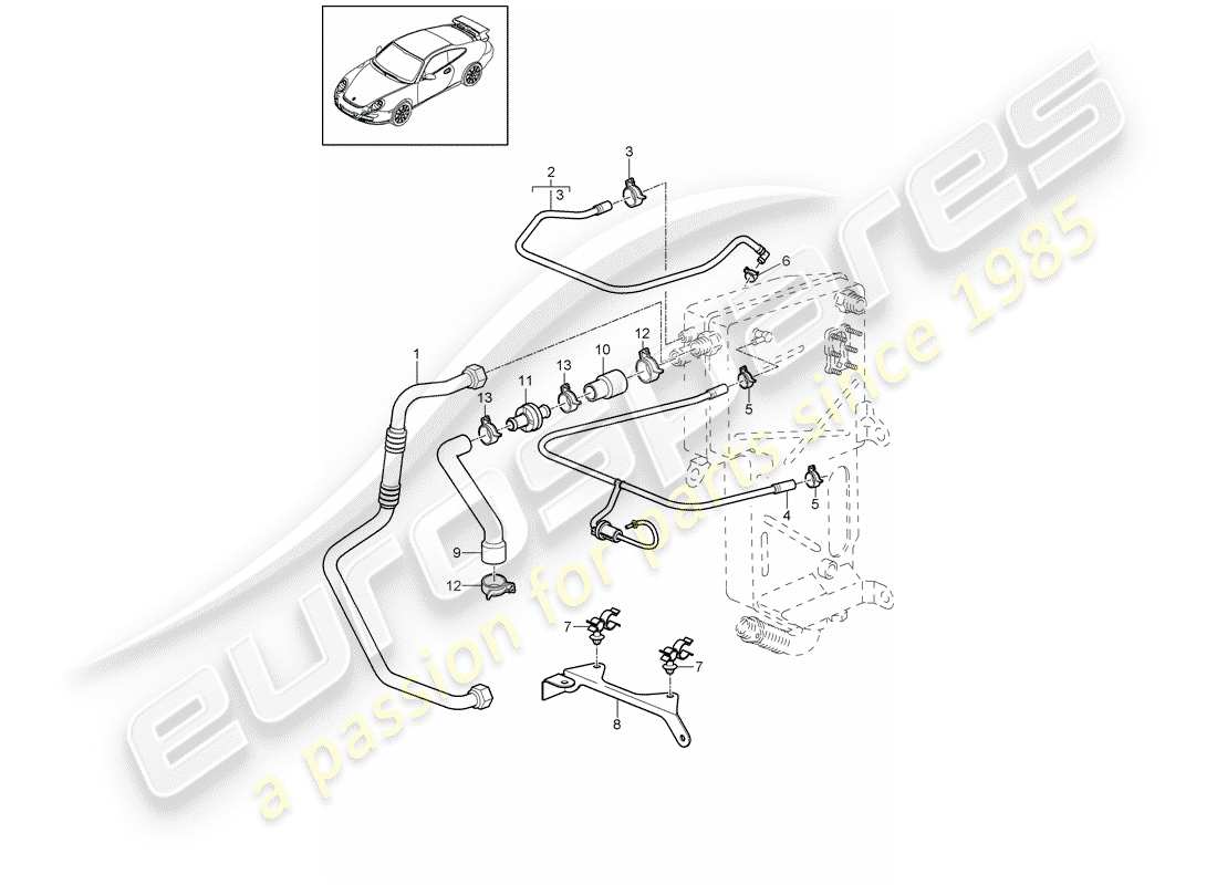 porsche 2008 (997-1 gt3) lines part diagram