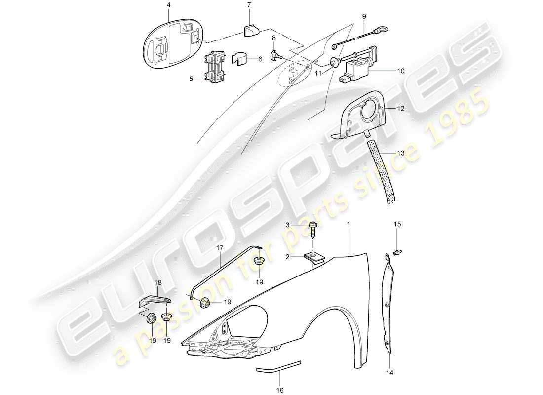 porsche 2008 (997-1 gt3) fender part diagram