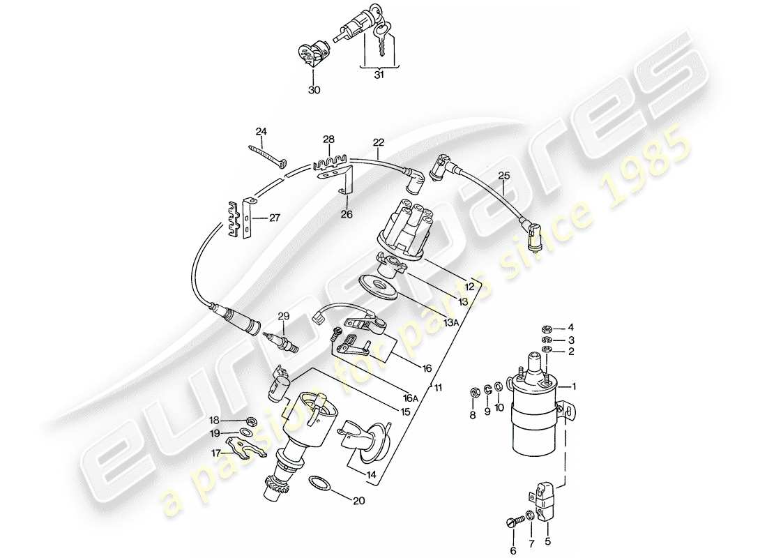 porsche 1979 (924) engine electrics 1 parts diagram