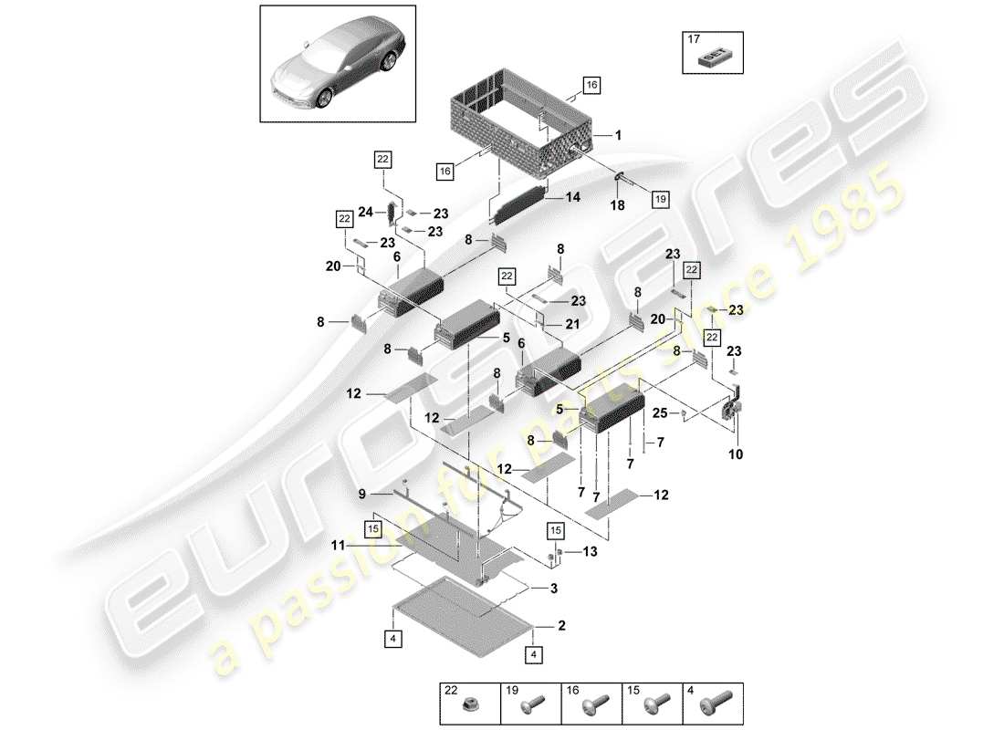 porsche 2017 (panamera 971-1) high-voltage battery part diagram